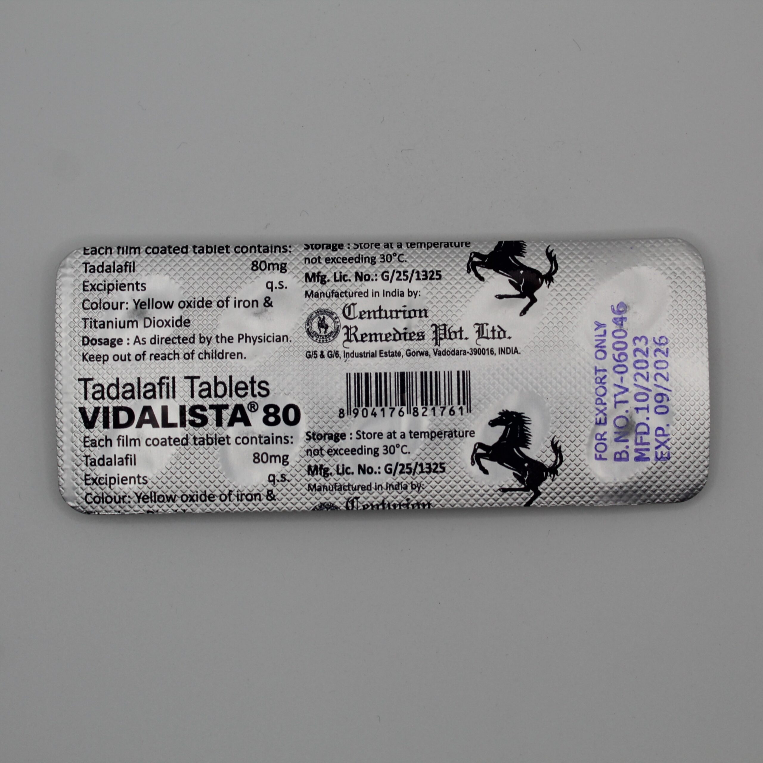 Cialis 80mg Vidalista (Tadalafil) – 10 comprimidos